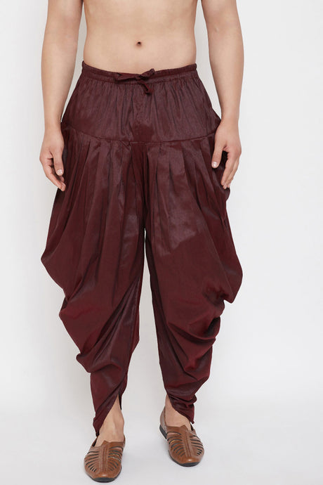 Maroon Art Silk Dhoti for Men's