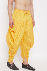 Solid Yellow Art Silk Men's Dhoti
