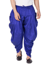 Men's Cotton Art Silk Solid Cowl Design Patiala Style Dhoti Pant In Blue