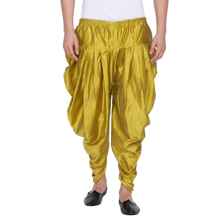 Men's Cotton Art Silk Solid Cowl Design Patiala Style Dhoti Pant In Green