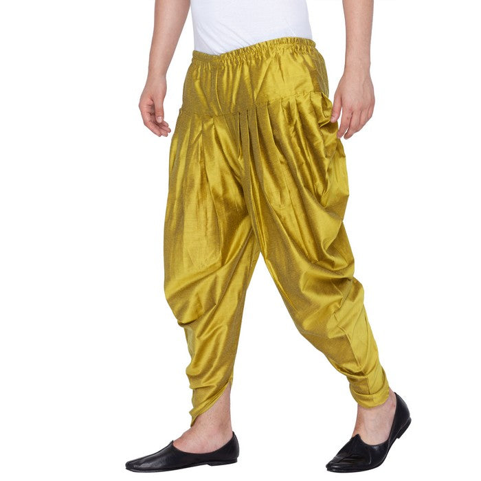 Men's Cotton Art Silk Solid Cowl Design Patiala Style Dhoti Pant In Green