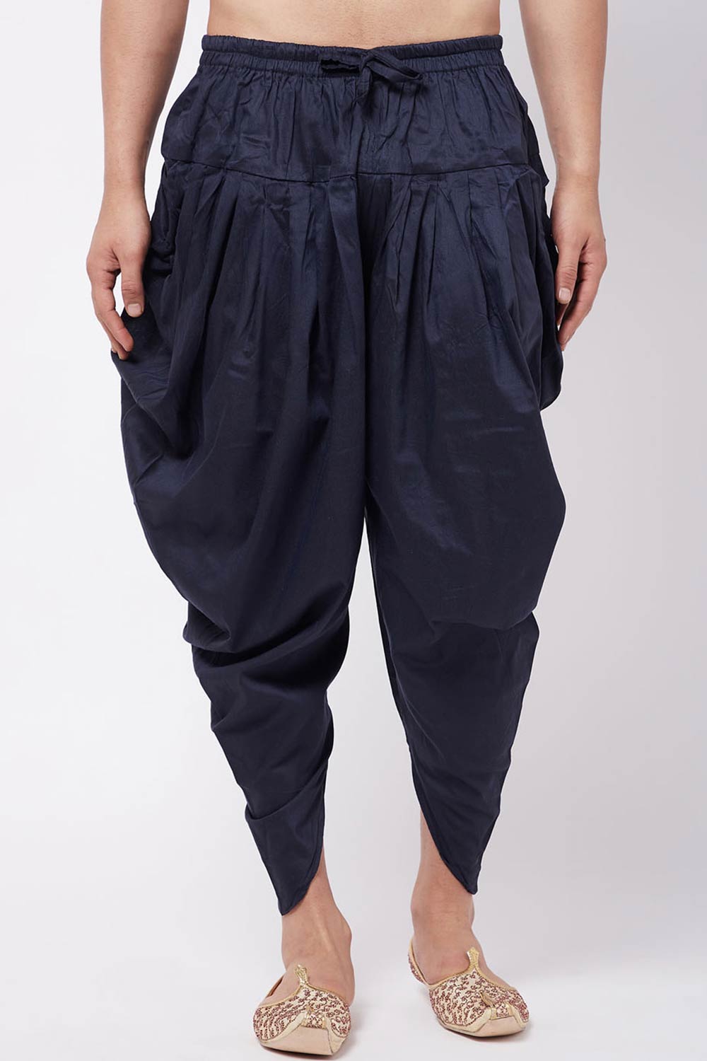 Buy Men's Cotton Solid Dhoti in Navy Blue