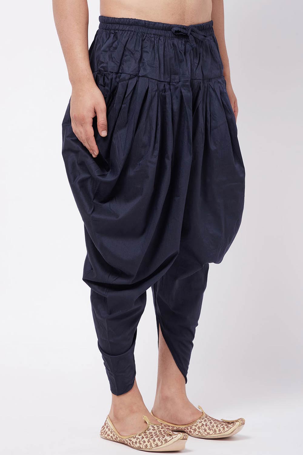 Buy Men's Cotton Solid Dhoti in Navy Blue - Front