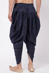 Buy Men's Cotton Solid Dhoti in Navy Blue - Back