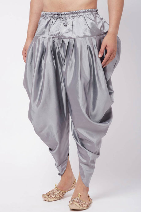 Buy Men's Cotton Solid Dhoti in Grey - Front