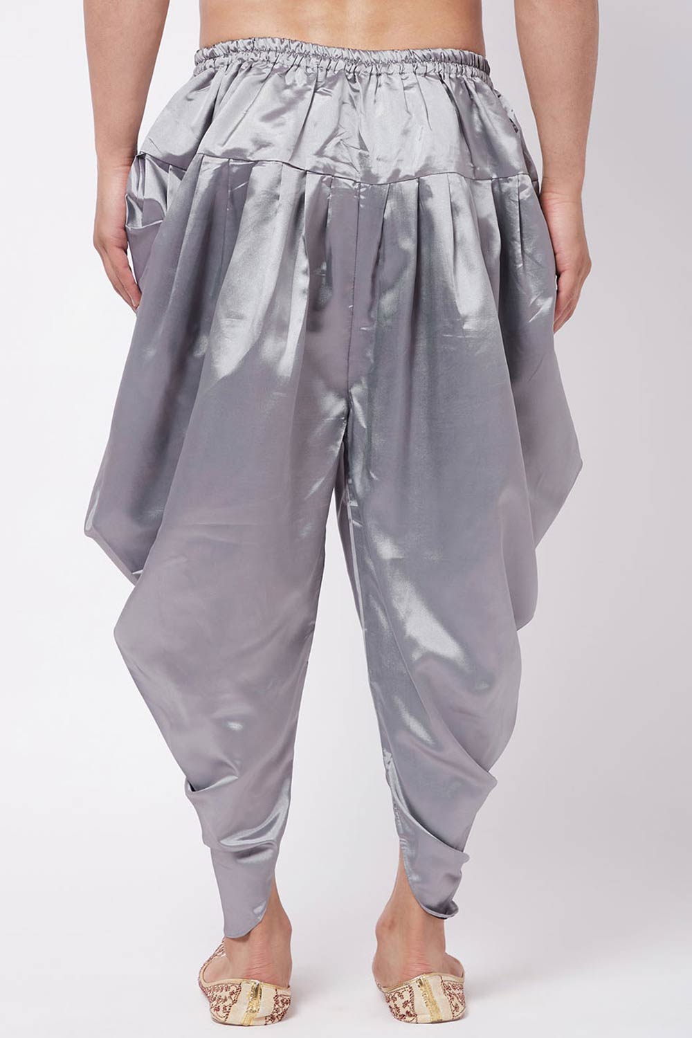 Buy Men's Cotton Solid Dhoti in Grey - Back