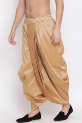 Solid Gold Art Silk Men's Dhoti