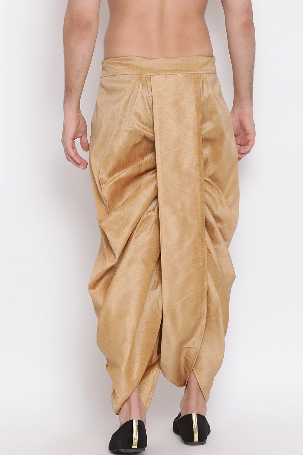 Shop Gold Solid Art Silk Dhoti