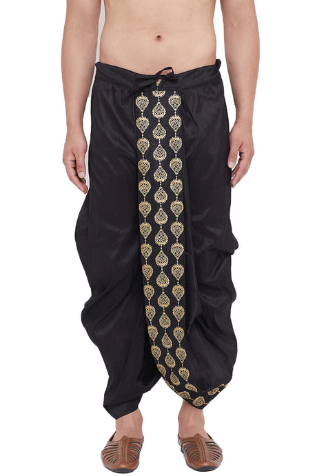 Buy Art Silk Embroidered Dhoti in Black