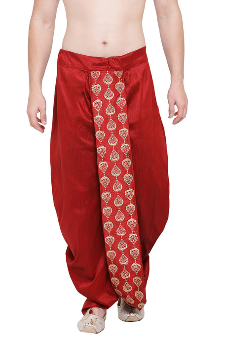 Buy Art Silk Embroidered Dhoti in Maroon