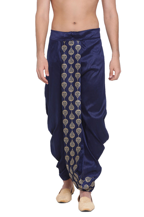 Buy Art Silk Embroidered Dhoti in Navy Blue