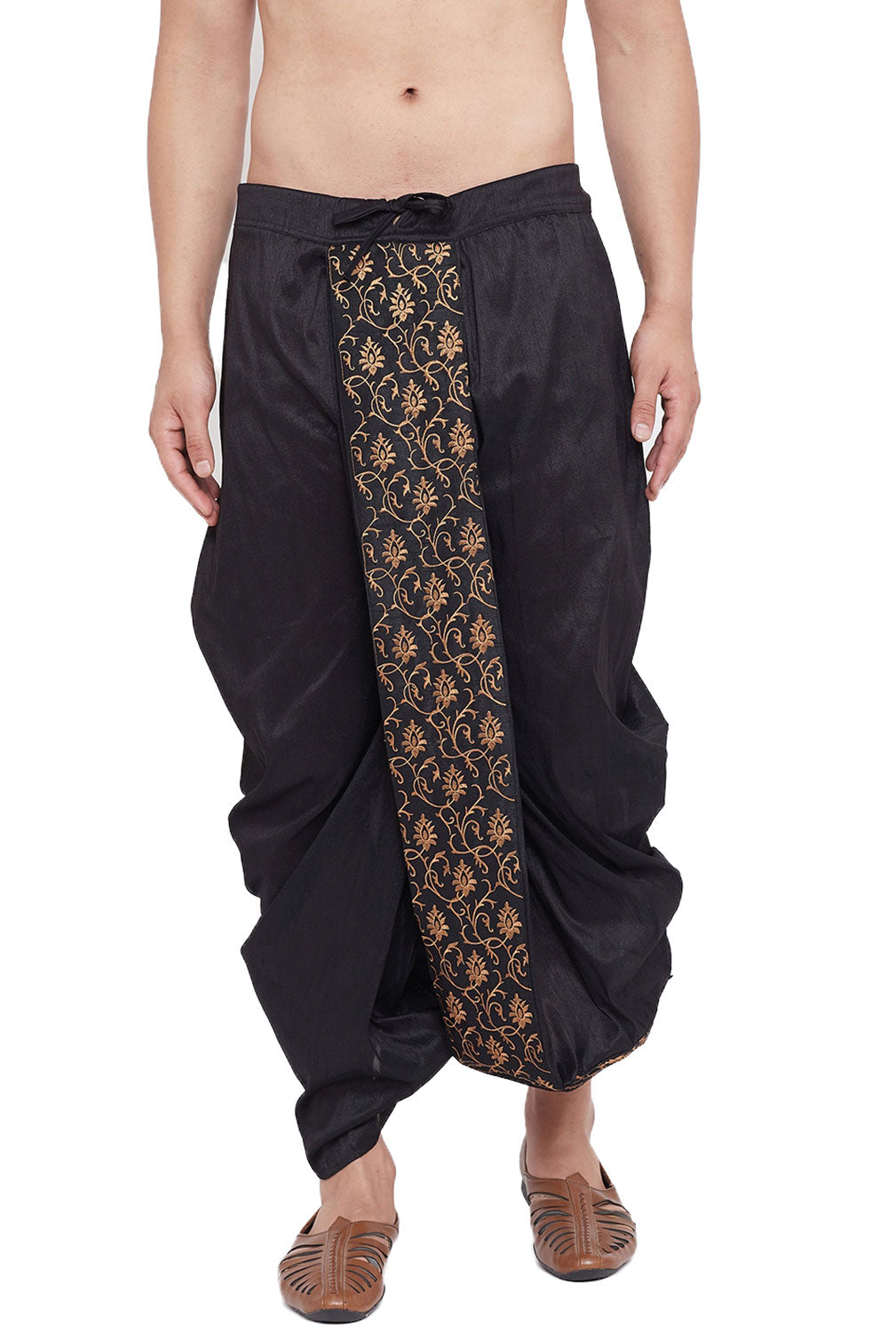 Buy Art Silk Embroidered Dhoti in Black