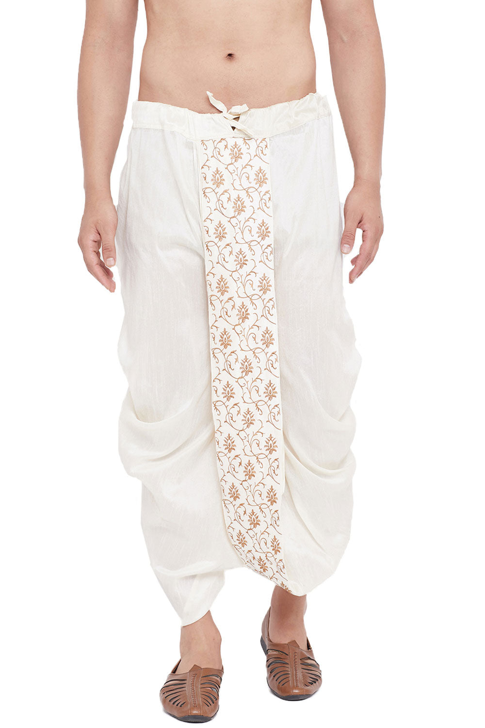 Buy Art Silk Embroidered Dhoti in Cream