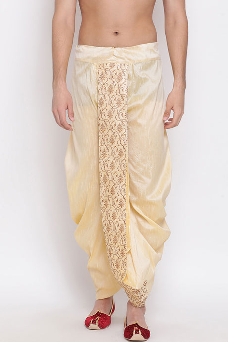 Golden Art Silk Dhoti for Men's