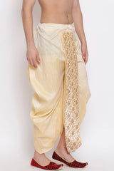 Embroidered Gold Art Silk Men's Dhoti