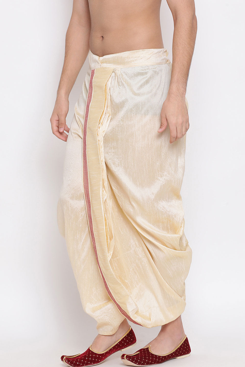 Solid Gold Art Silk Men's Dhoti