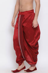 Solid Maroon Art Silk Men's Dhoti