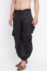 Embroidered Black Art Silk Men's Dhoti