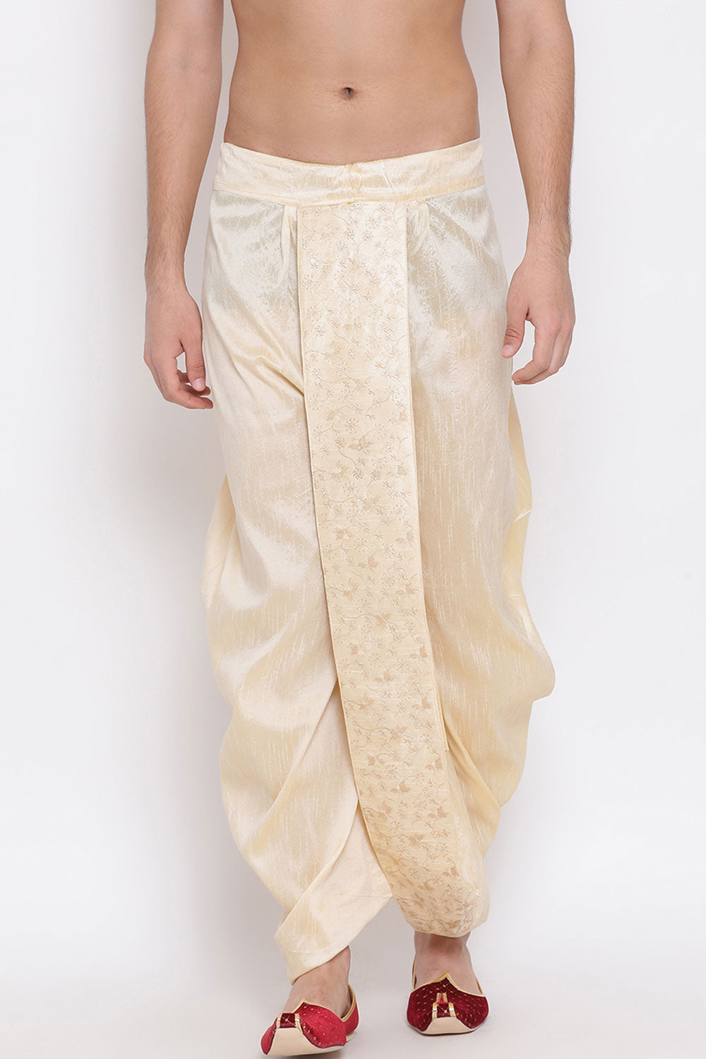 Gold Art Silk Dhoti for Men's