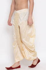 Embroidered Gold Art Silk Men's Dhoti