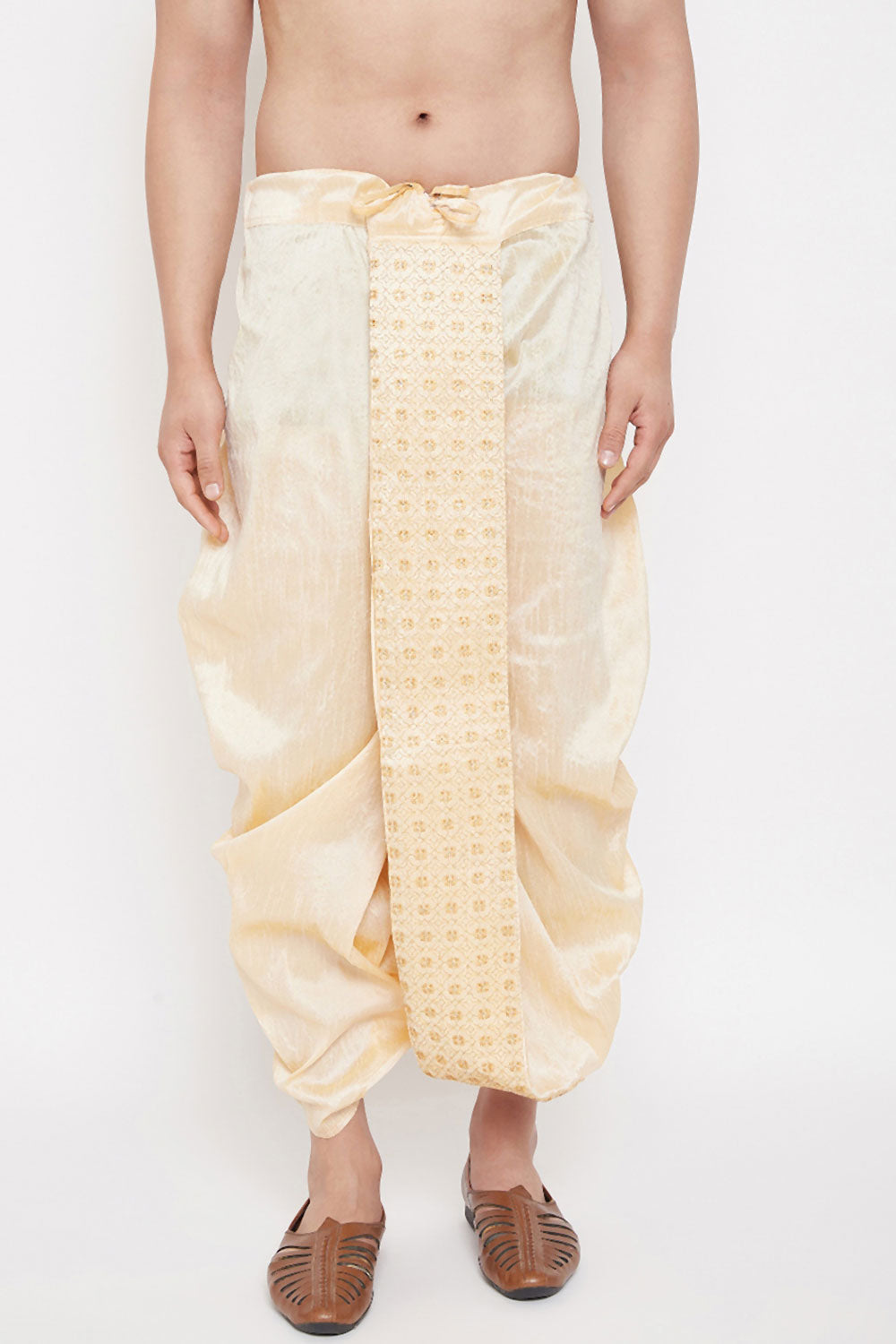 Gold Art Silk Dhoti for Men's