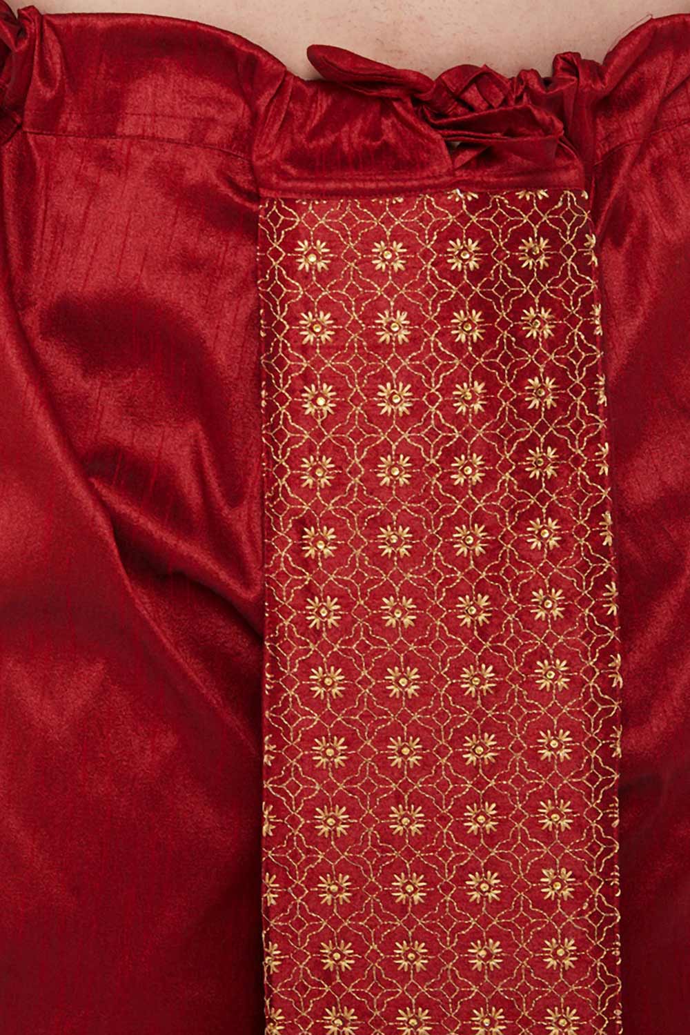 Shop Red Embroidered Art Silk Dhoti