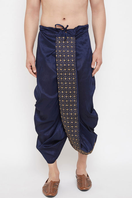 Navy Blue Art Silk Dhoti for Men's