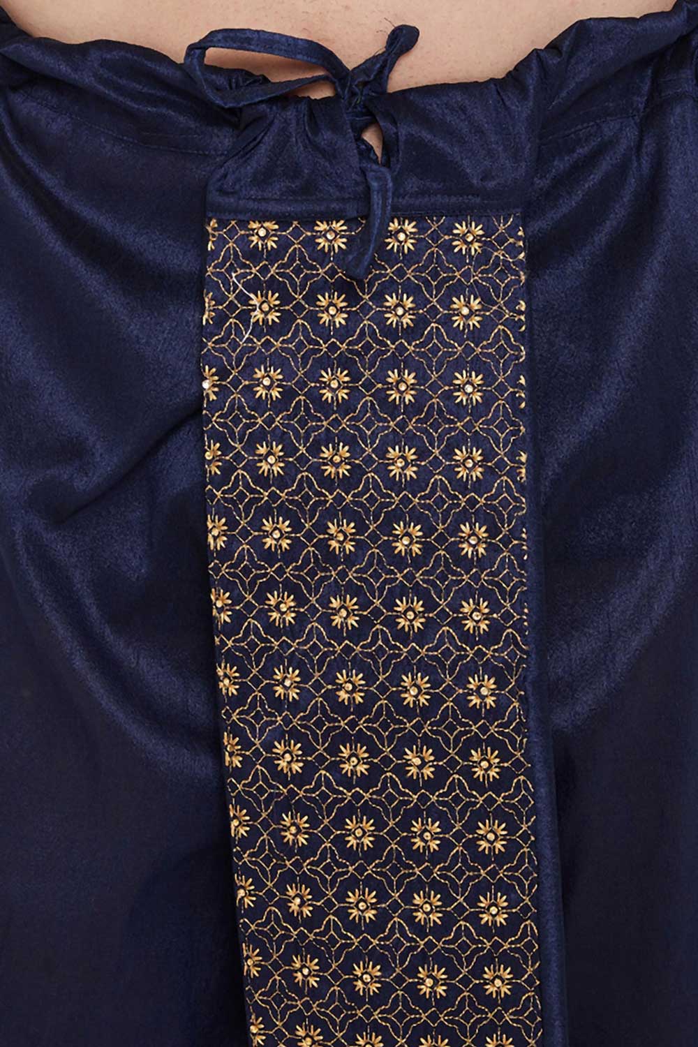 Shop Navy Blue Embroidered Art Silk Dhoti