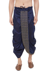 Buy Art Silk Embroidered Dhoti in Navy Blue