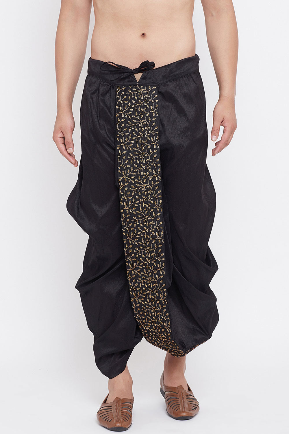 Black Art Silk Dhoti for Men's