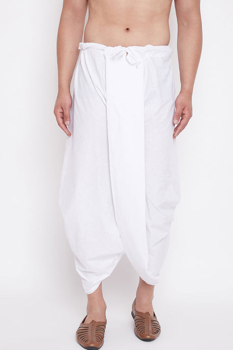 White Blended Cotton Dhoti for Men's