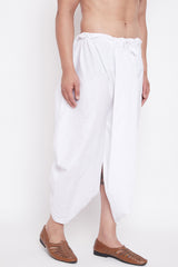 Shop White Solid Blended Cotton Dhoti