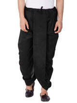 Men's Cotton Art Silk Solid Dhoti Pant In Black