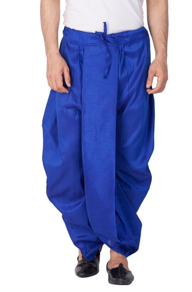 Men's Cotton Art Silk Solid Dhoti Pant in Blue