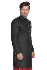 Men's Art Silk Sherwani in Black
