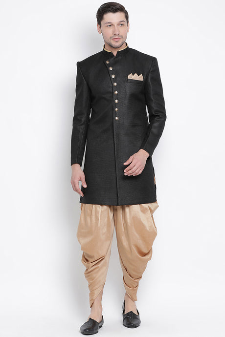 Men's Art Silk Kurta Set in Black