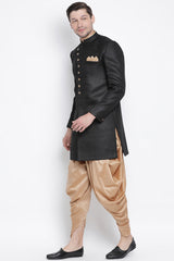 Men's Art Silk Kurta Set In Black