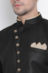 Men's Art Silk Kurta Set In Black