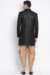 Men's Art Silk Kurta Set In Black