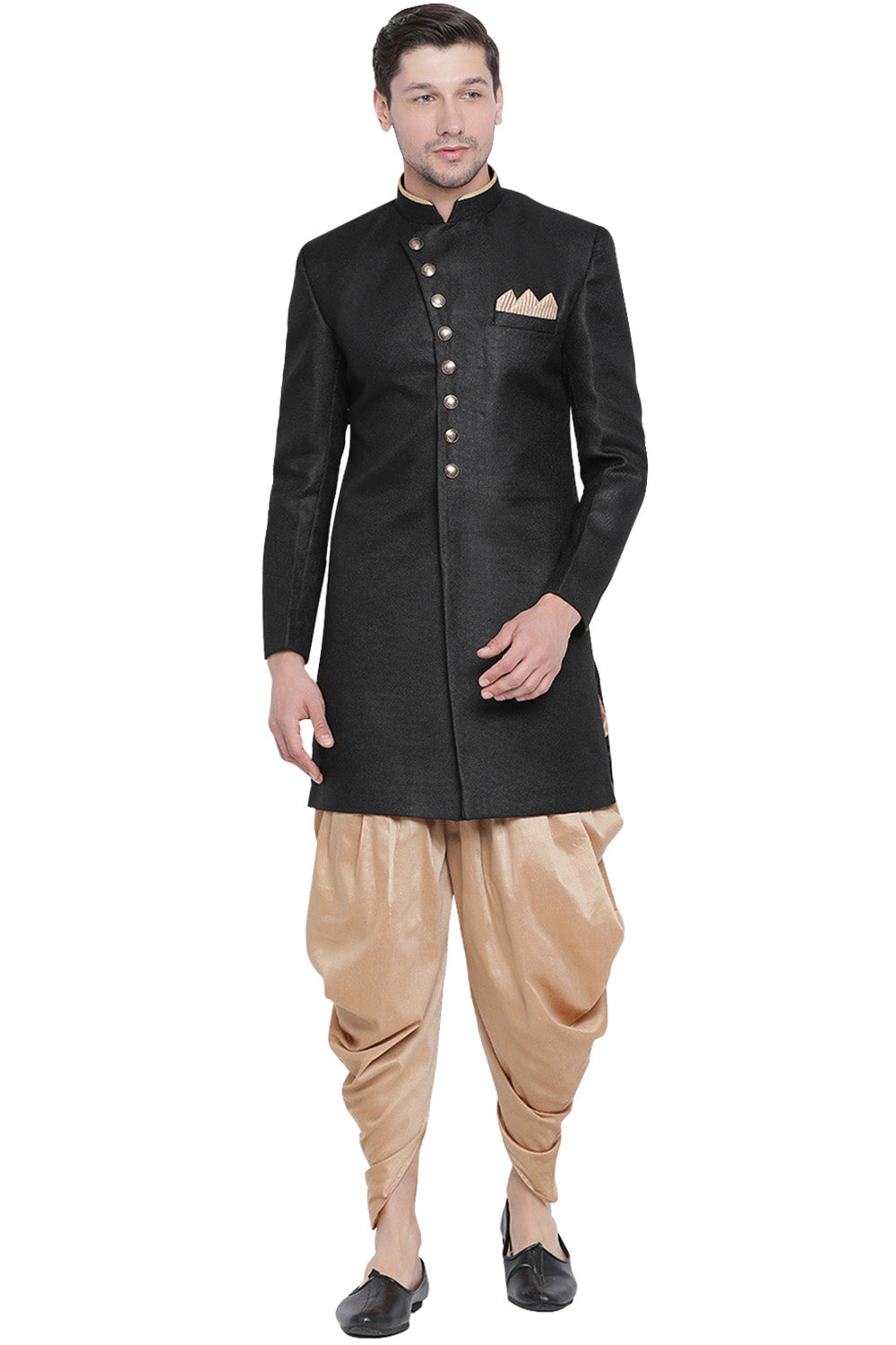 Men's Art Silk Kurta Set In Black