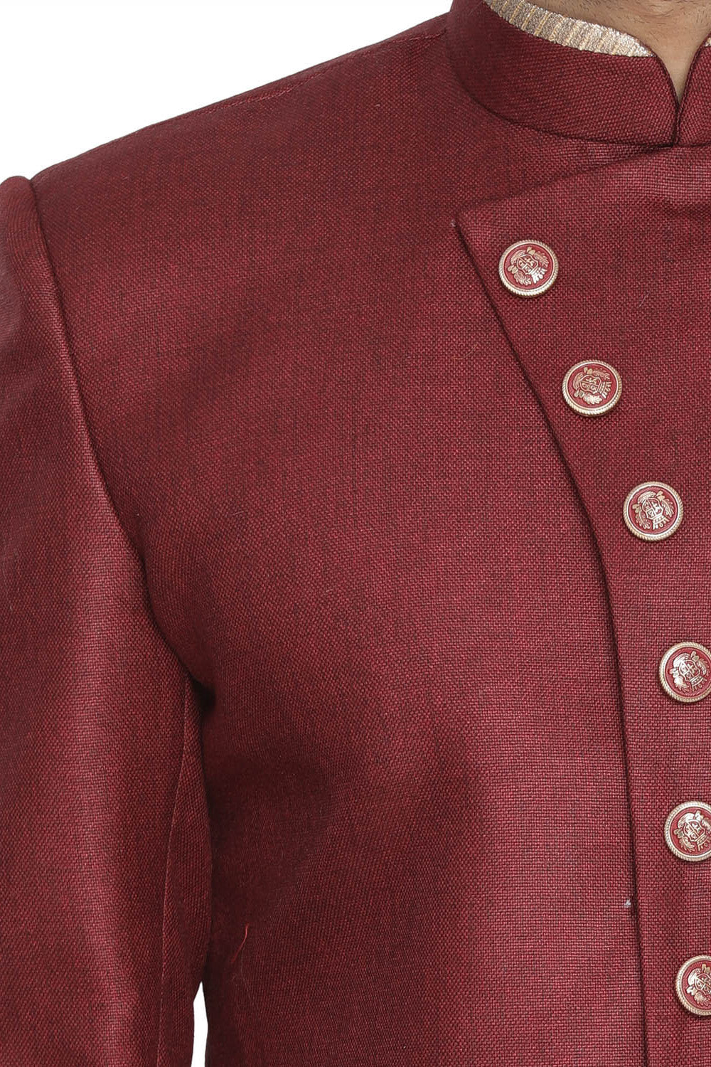 Men's Art Silk Sherwani In Maroon