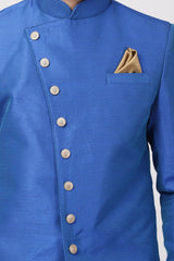 Men's Art Silk Sherwani In Blue