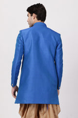 Men's Art Silk Sherwani In Blue