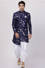 Men's Art Silk Sherwani Set In Blue