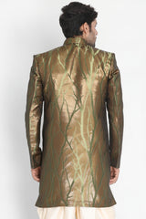 Men's Art Silk Sherwani In Brown