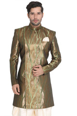 Men's Art Silk Sherwani In Brown