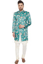 Buy Men's Art Silk Floral Sherwani Set in Blue