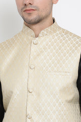 Men's Cotton Art Silk Kurta Set In Black