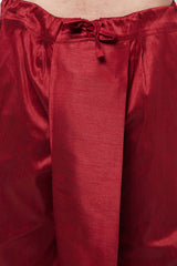 Buy Men's Blended Silk Woven Kurta Set in Rose Gold - Online