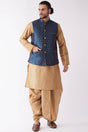 Buy Men's Blended Silk Buti Woven Kurta Set in Rose Gold